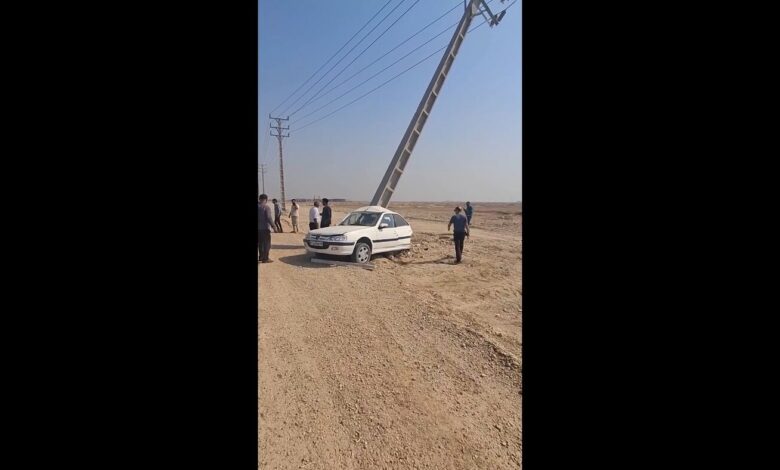 ویدیویی از تصادف شدید پژو پارس با تیر برق را ببینید