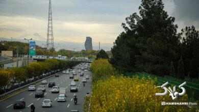 تصاویر زیبای بارش باران پاییزی در تهران