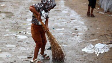 ویدیویی دردناک از بارش شدید باران در غزه/ چادر آوارگان زیر آب رفت