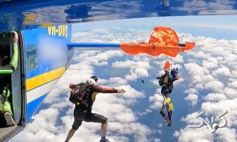 خطر از بیخ گوش چترباز گذشت؛ چتر به دم هواپیما گیر کرد +ویدیو