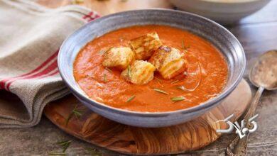 سوپ گوجه و پنیر