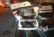 تصادف زنجیره ای در بزرگراه شهید باقری/ پژو ۲۰۶ واژگون شد