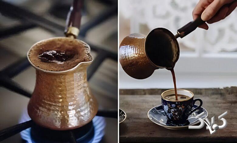 طرز تهیه قهوه ترک روی گاز با شیر جوش