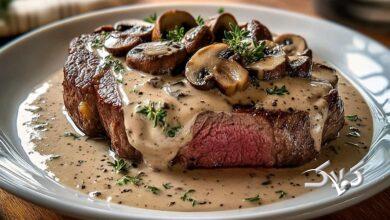 گوشت گوساله با سس قهوه