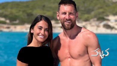 لیونل مسی و همسرش