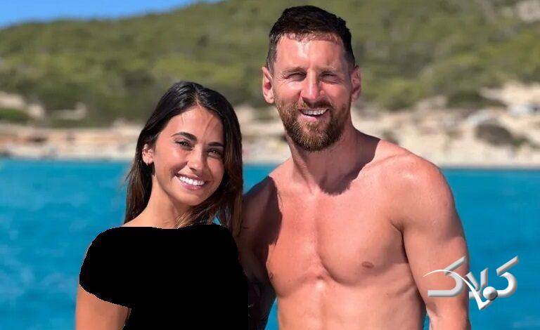 لیونل مسی و همسرش