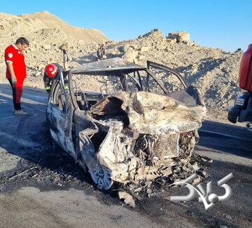 تصادف و حریق مرگبار ۲ خودرو در این جاده/ آمار جانباختگان