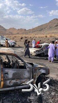 مرگ کودک و پدر و مادرش در تصادف شاخ به شاخ/ صحنه دردناک در جاده خاش/ هشدار عکس دلخراش