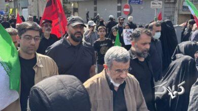 محمود احمدینژاد در مراسم تشییع رهبری