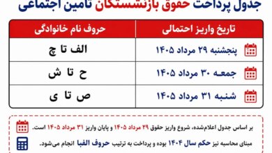 جدول زمانی واریز حقوق مرداد بازنشستگان تأمین اجتماعی/ آخرین اخبار پرداخت معوقات
